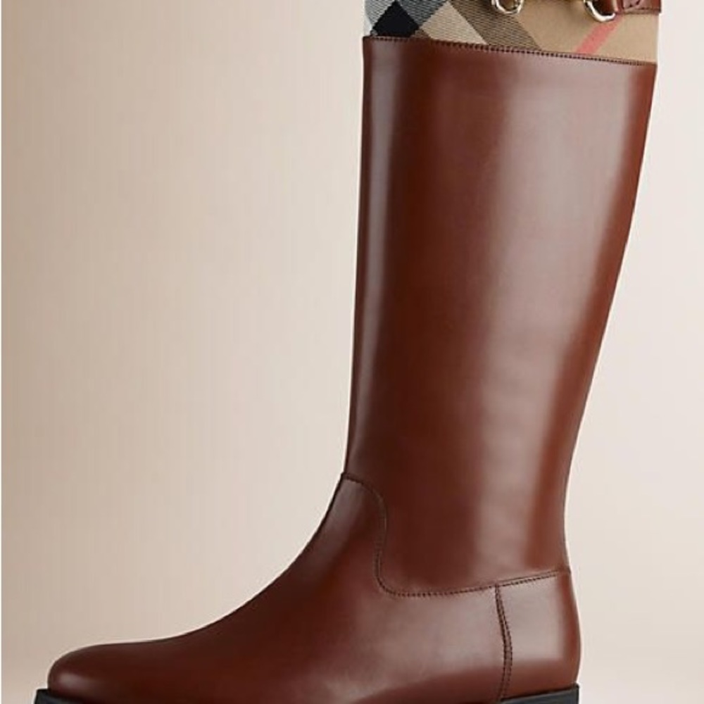 Burberry Dougal Check Trim Riding Boot Size 6.5 - Picture 10 of 13